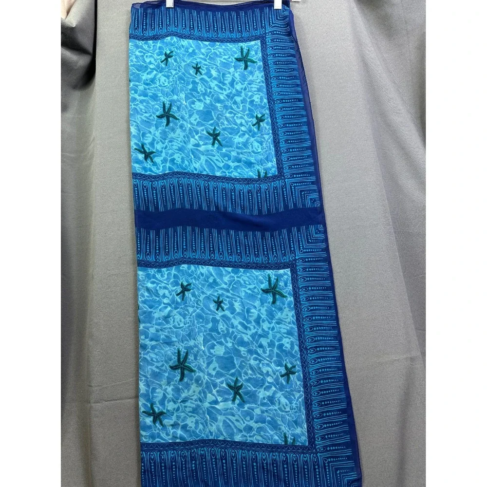 Venezia Swim Blue Starfish‎ Print Sarong Beach Cover Up Wrap One Size